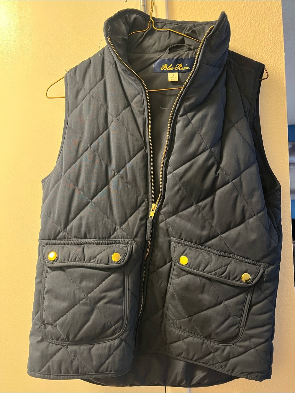 Blue Rain Quilted Navy Puffer Vest with Snap Pockets